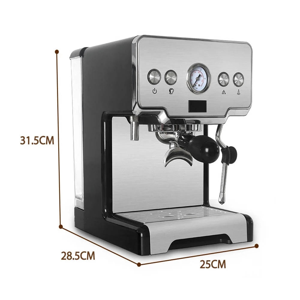 Coffee My Cup: Espresso machine with dimensions indicated on a white background
