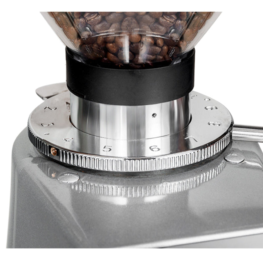 Coffee grinder with coffee beans and DongPei logo on a white background
