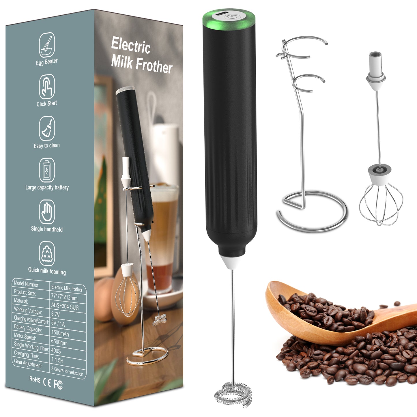 Coffee My Cup: USB Rechargeable Milk Frother for Coffee Milk Foam Maker with Stand - Coffee My Cup