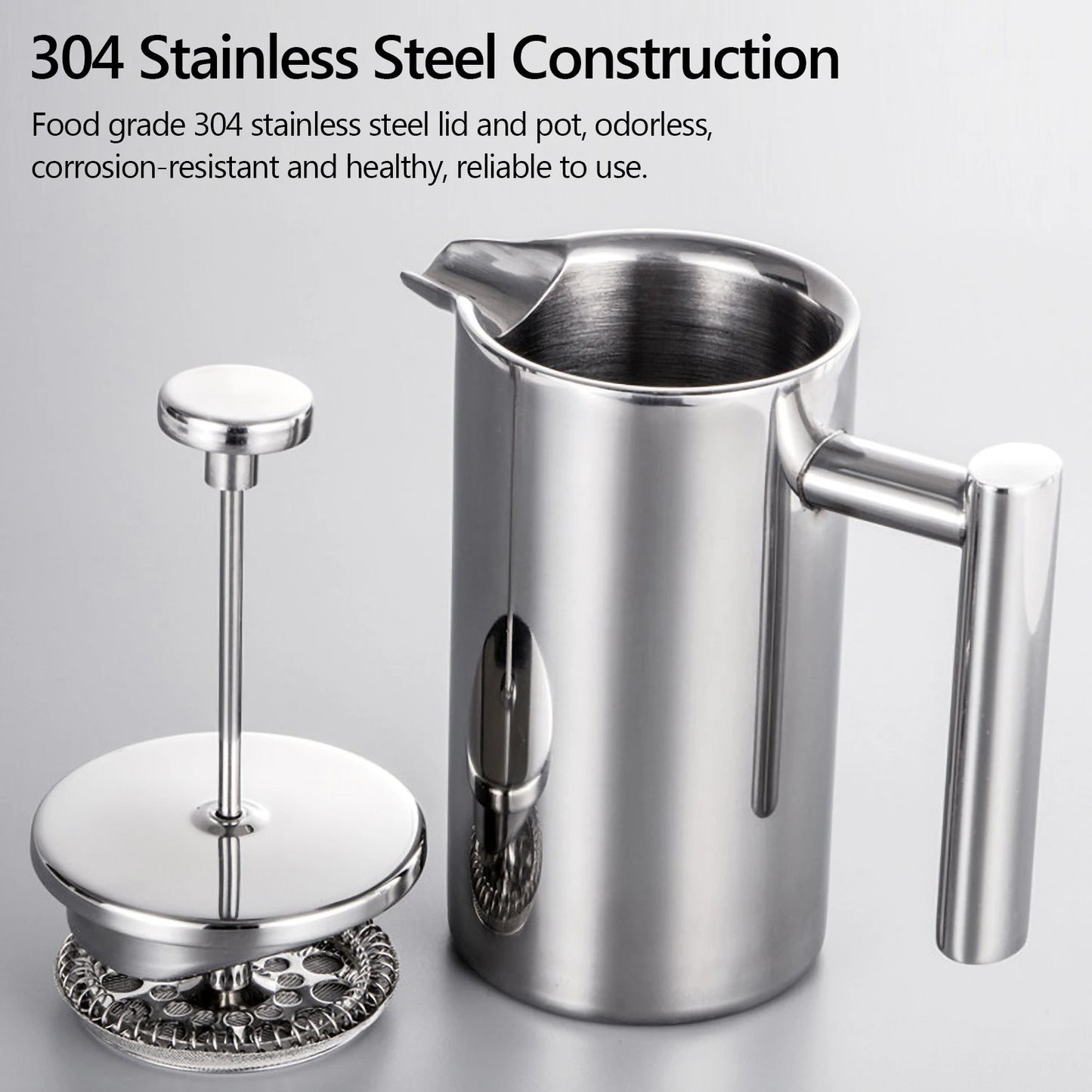 Coffee My Cup: Stainless steel milk frothing pitcher with accessories on a gray background
