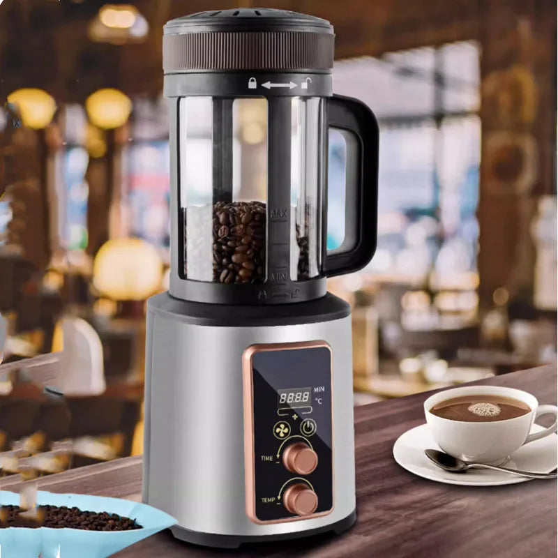 Coffee My Cup: Coffee roaster with coffee beans on a blurred cafe background