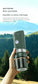Coffee My Cup: Hand holding a mini portable coffee maker with a scenic background