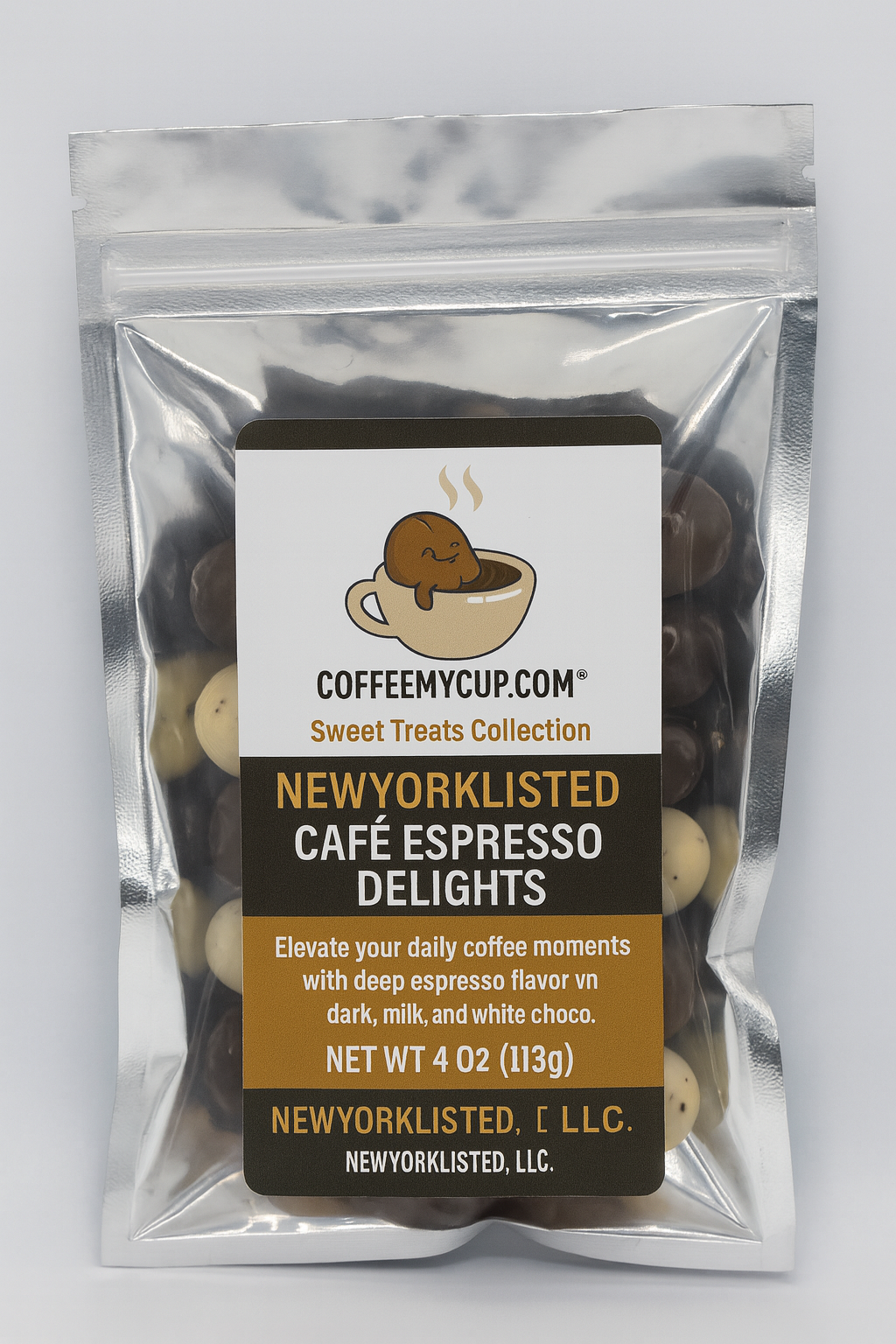 Packaged NEWYORKLISTED Café Espresso Delights on a white background: Coffee My Cup Sweet Treats Collection